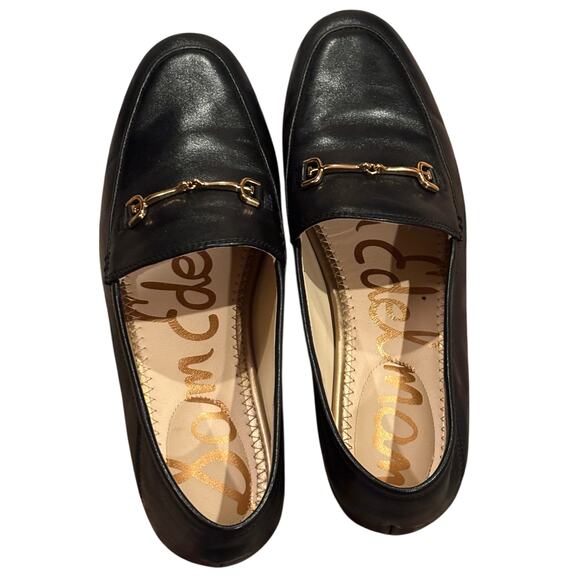 Sam Edelman Black Leather Loafers Gold Bit Size 6.5 - Picture 2 of 5